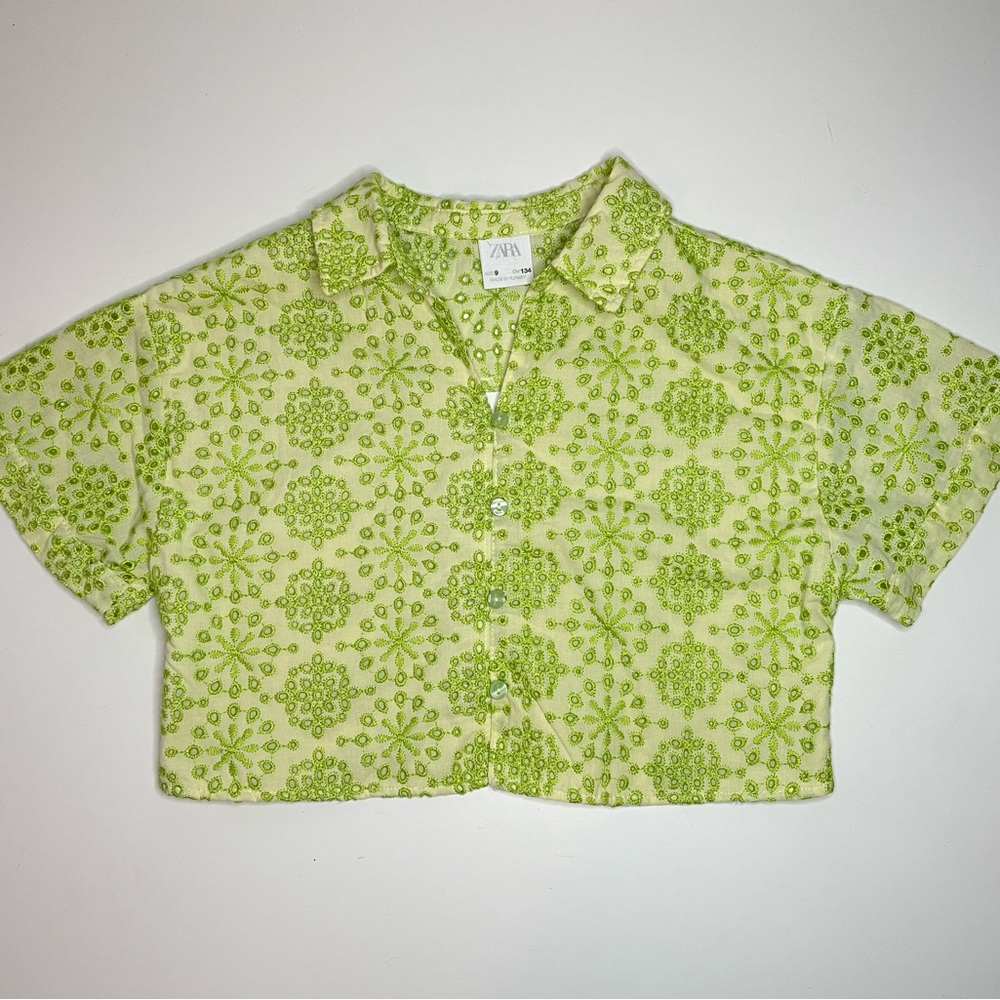 Zara Green Cropped Shirt